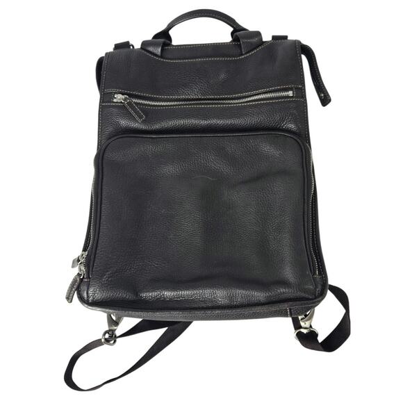 Levenger Pebbled Leather Laptop Convertible Backpack Quiet Luxury Travel Bag - Picture 1 of 6